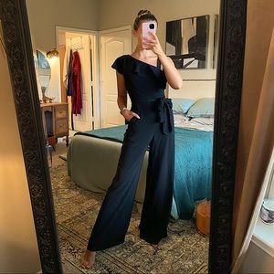 One Shoulder Jumpsuit with Pockets